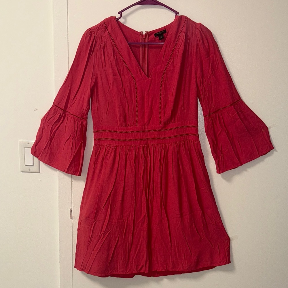 Ann Taylor Red Long Sleeve Dress